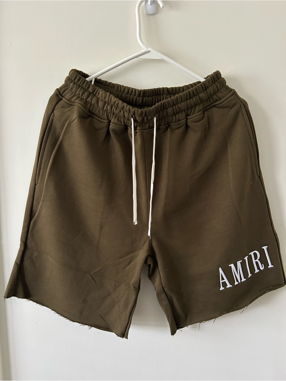AMIRI Olive Green Cotton Logo Drawstring Athletic Shorts
